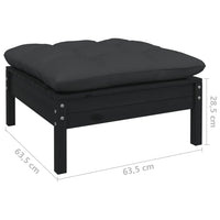 Thumbnail for 3-tlg. Garten-Lounge-Set mit Kissen Schwarz Massivholz Kiefer