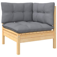 Thumbnail for 3-tlg. Garten-Lounge-Set mit Grauen Kissen Kiefer Massivholz