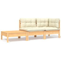 Thumbnail for 3-tlg. Garten-Lounge-Set mit Creme Kissen Massivholz Kiefer