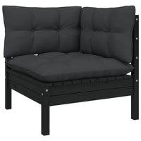 Thumbnail for 3-tlg. Garten-Lounge-Set mit Kissen Schwarz Kiefer Massivholz