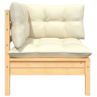 Thumbnail for 3-tlg. Garten-Lounge-Set mit Creme Kissen Massivholz Kiefer