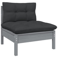 Thumbnail for 3-tlg. Garten-Lounge-Set mit Kissen Grau Kiefer Massivholz