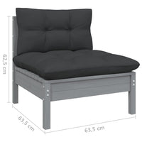 Thumbnail for 3-tlg. Garten-Lounge-Set mit Kissen Grau Kiefer Massivholz