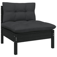 Thumbnail for 3-tlg. Garten-Lounge-Set mit Kissen Schwarz Kiefer Massivholz
