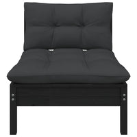 Thumbnail for 3-tlg. Garten-Lounge-Set mit Kissen Schwarz Kiefer Massivholz