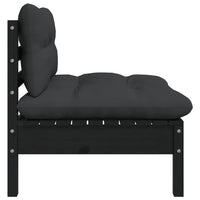 Thumbnail for 3-tlg. Garten-Lounge-Set mit Kissen Schwarz Kiefer Massivholz