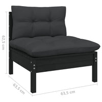 Thumbnail for 3-tlg. Garten-Lounge-Set mit Kissen Schwarz Kiefer Massivholz