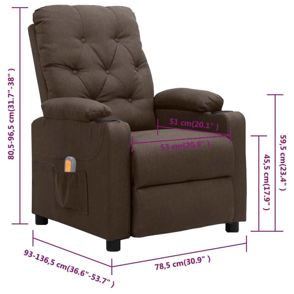 Massagesessel Braun Stoff