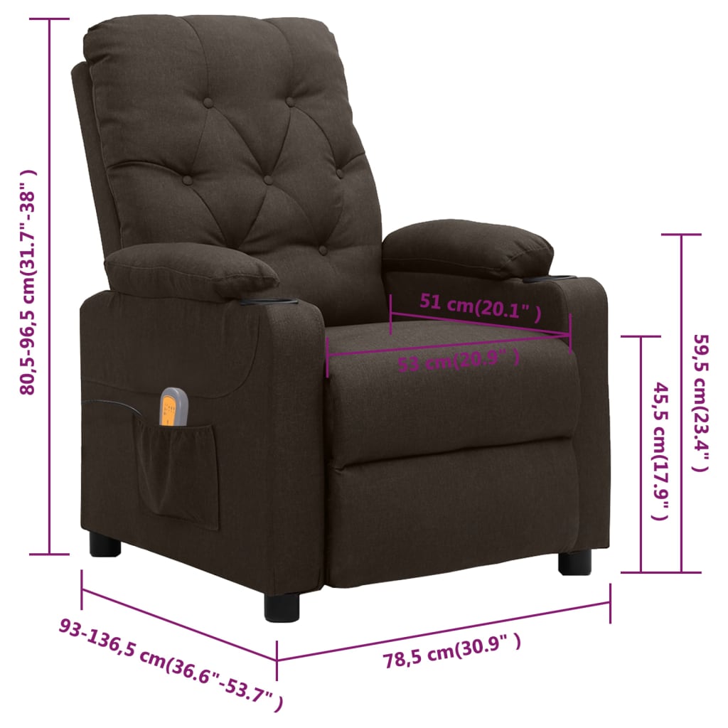 Massagesessel Dunkelbraun Stoff