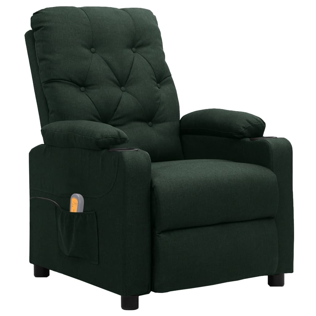 Massagesessel Dunkelgrün Stoff