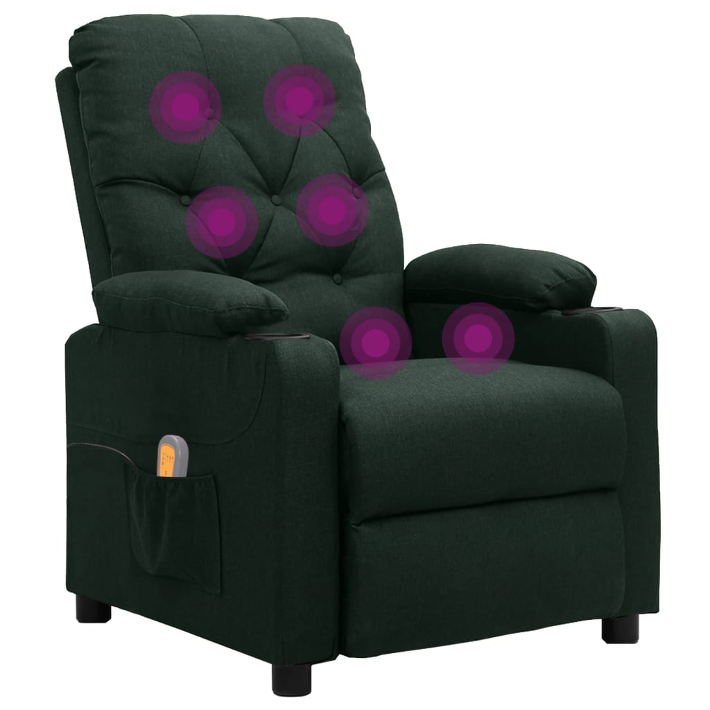 Massagesessel Dunkelgrün Stoff