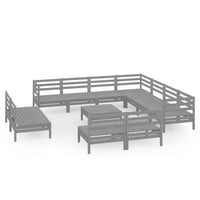 Thumbnail for 12-tlg. Garten-Lounge-Set Massivholz Kiefer Grau