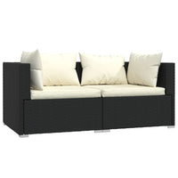 Thumbnail for 2-Sitzer-Sofa mit Kissen Schwarz Poly Rattan