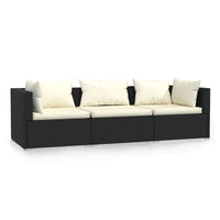 Thumbnail for 3-Sitzer-Sofa mit Kissen Schwarz Poly Rattan