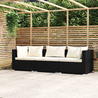 Thumbnail for 3-Sitzer-Sofa mit Kissen Schwarz Poly Rattan