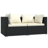 Thumbnail for 3-tlg. Garten-Lounge-Set mit Auflagen Schwarz Poly Rattan