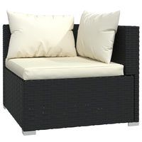 Thumbnail for 3-tlg. Garten-Lounge-Set mit Auflagen Schwarz Poly Rattan