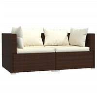 Thumbnail for 3-tlg. Garten-Lounge-Set mit Auflagen Braun Poly Rattan