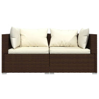Thumbnail for 3-tlg. Garten-Lounge-Set mit Auflagen Braun Poly Rattan
