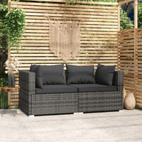 Thumbnail for 2-Sitzer-Sofa mit Kissen Grau Poly Rattan