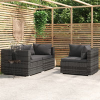 Thumbnail for 3-tlg. Garten-Lounge-Set mit Kissen Grau Poly Rattan
