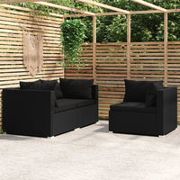 Thumbnail for 3-tlg. Garten-Lounge-Set mit Auflagen Schwarz Poly Rattan