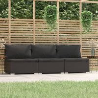 Thumbnail for 3-Sitzer-Sofa mit Kissen Schwarz Poly Rattan
