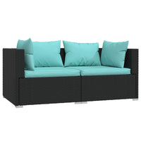 Thumbnail for 2-Sitzer-Sofa mit Kissen Schwarz Poly Rattan