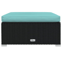Thumbnail for Garten-Fußhocker mit Kissen Schwarz 70x70x30 cm Poly Rattan