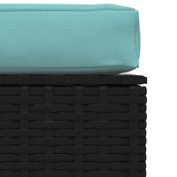 Thumbnail for Garten-Fußhocker mit Kissen Schwarz 70x70x30 cm Poly Rattan