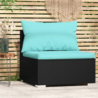 Thumbnail for Garten-Mittelsofa mit Kissen Schwarz Poly Rattan