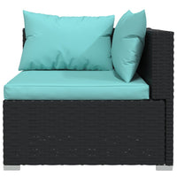 Thumbnail for 3-tlg. Garten-Lounge-Set mit Kissen Schwarz Poly Rattan