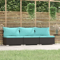 Thumbnail for 3-Sitzer-Sofa mit Auflagen Schwarz Poly Rattan
