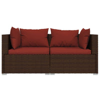 Thumbnail for 2-Sitzer-Sofa mit Kissen Braun Poly Rattan