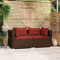 Thumbnail for 2-Sitzer-Sofa mit Kissen Braun Poly Rattan