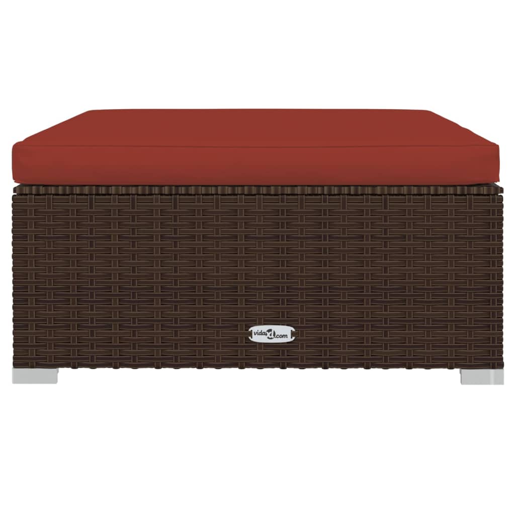 Gartenhocker mit Kissen Braun 70x70x30 cm Poly Rattan