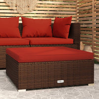 Thumbnail for Gartenhocker mit Kissen Braun 70x70x30 cm Poly Rattan