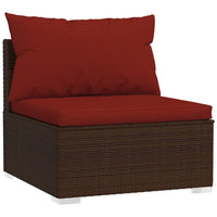 Thumbnail for Garten-Mittelsofa mit Kissen Braun Poly Rattan