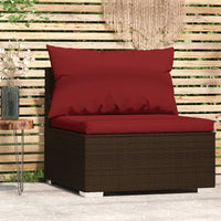 Thumbnail for Garten-Mittelsofa mit Kissen Braun Poly Rattan