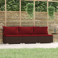 Thumbnail for 3-Sitzer-Sofa mit Kissen Braun Poly Rattan