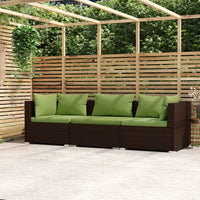 Thumbnail for 3-Sitzer-Sofa mit Kissen Braun Poly Rattan
