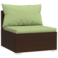 Thumbnail for Garten-Mittelsofa mit Kissen Braun Poly Rattan