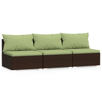 Thumbnail for 3-Sitzer-Sofa mit Kissen Braun Poly Rattan