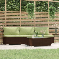 Thumbnail for 4-tlg. Garten-Lounge-Set mit Kissen Braun Poly Rattan