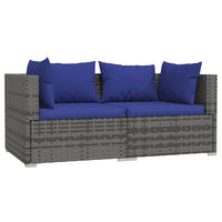 Thumbnail for 2-Sitzer-Sofa mit Kissen Grau Poly Rattan