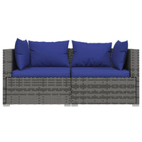 Thumbnail for 2-Sitzer-Sofa mit Kissen Grau Poly Rattan