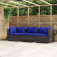 Thumbnail for 3-Sitzer-Sofa mit Kissen Grau Poly Rattan