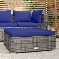 Thumbnail for Gartenhocker mit Kissen Grau 70x70x30 cm Poly Rattan
