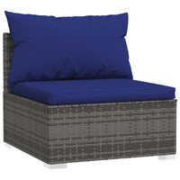 Thumbnail for Garten-Mittelsofa mit Kissen Grau Poly Rattan