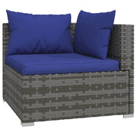 Thumbnail for 3-tlg. Garten-Lounge-Set mit Kissen Grau Poly Rattan